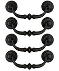 4 Pack Vintage Cabinet Pulls Handles Set 4.33 Inch Drop Ring Drawer Handles For Dresser Cabinet Furniture Hardware Iron Black Antique Style Dope Zinc Alloy Construction And Smooth Finish
