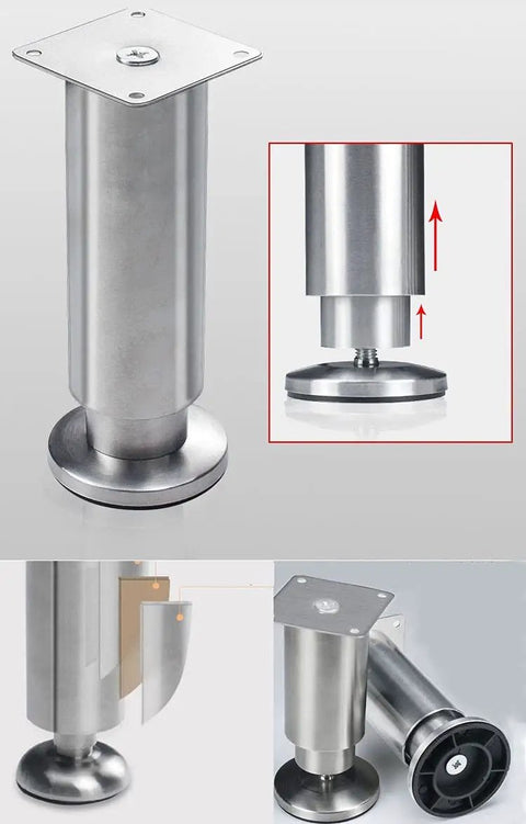 Adjustable Stainless Steel Furniture Legs Set Of 4 Built To Last Table Legs, stainless steel, adjustable height demonstration