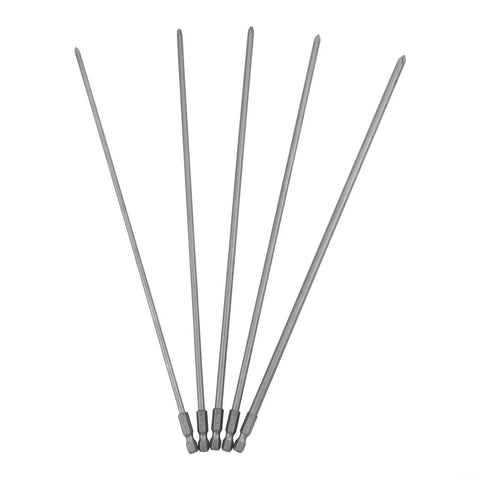 Huge Heavy Duty Long Screwdriver Bits Set With 5 Pieces Including Master PH1 And PH2 Sizes Perfect For Electric Drills And Manual Gear During Metal Construction Fix It Projects Around The Workplace; five 300mm steel bits