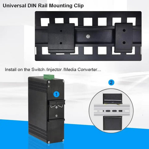DIN Rail Mounting Clip One And Three Quarter Inch Width Universal Aluminum Alloy Bracket Snap In Fixed Clamp For 35mm Slotted DIN Rail Four Pack Industrial Grade Rust Resistant Easy To Operate.