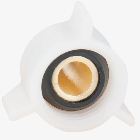 Close-up top view of Half Inch Pex Female Swivel Fitting Adapter For RV Plumbing Lead Free Brass Crimp Connector