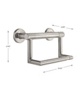 Contemporary Toilet Paper Holder With Assist Bar ADA Compliant Stainless Steel Grab Bar For Seniors Bath Safety 300 Pound Capacity Easy Grip No Slip Balance Support For Toilet Area, 4.50" H x 8" L x 4.69" D