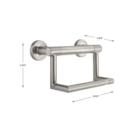 Contemporary Toilet Paper Holder With Assist Bar ADA Compliant Stainless Steel Grab Bar For Seniors Bath Safety 300 Pound Capacity Easy Grip No Slip Balance Support For Toilet Area, 4.50" H x 8" L x 4.69" D
