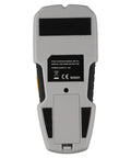 Back of 5-in-1 Stud Finder Wall Scanner with LCD Display for Wood Metal Studs AC Wires Pipes Deep Scan up to 3/4 Inch Drywall Silver.