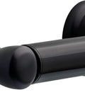 Matte Black Bathroom Hardware Set With Two Towel Racks Towel Ring Toilet Paper Holder And Hook, shown wall-mounted toilet paper holder