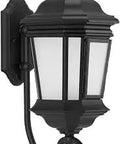 One Light Outdoor Wall Lantern With Etched Glass Traditional Style Medium Size Textured Black Finish classic design side view