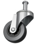 6-pack 2-inch creeper caster wheels with 360° swivel stem, chrome finish, grey wheel