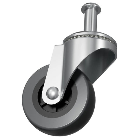 6-pack 2-inch creeper caster wheels with 360° swivel stem, chrome finish, grey wheel