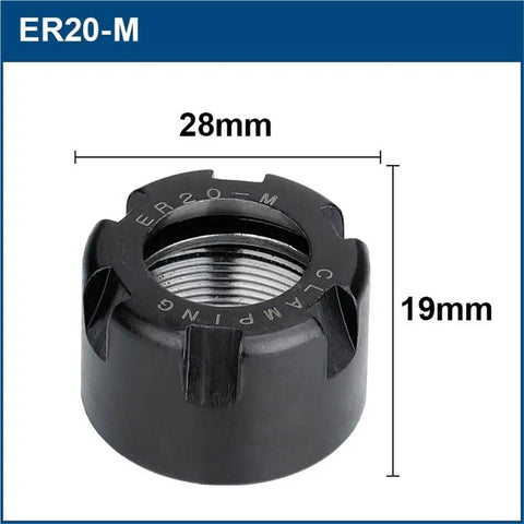 Heavy Duty M Type Collet Chuck Nut For CNC Lathe Milling Router Bit Holder Fits ER8 ER11 ER16 ER20 Series 28mm diameter 19mm height