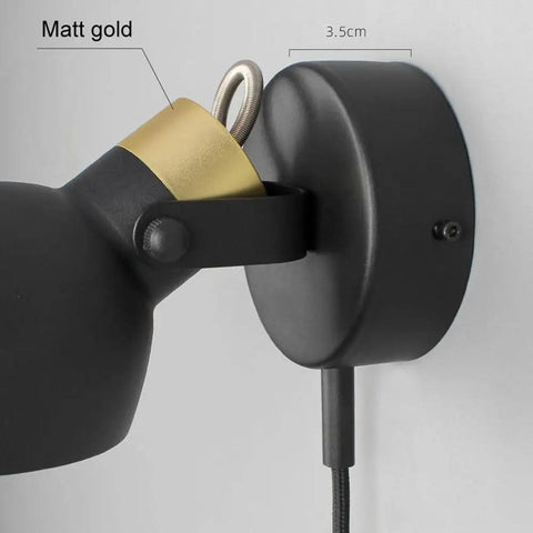 Industrial Style Wall Sconce With Pull Chain Switch Up Down Adjustable Metal Shade Retro Bedside Light For Mirror Bedroom Bathroom Hallway E26 E27 Socket Bulb Not Included LED CFL Compatible, matt gold shade, 3.5cm mount