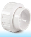 Close-up of white PVC 2 Inch Pump Union Replacement Kit For Hayward Salt Chlorine Generators Slip Spa GLX Cell Union Compatible.