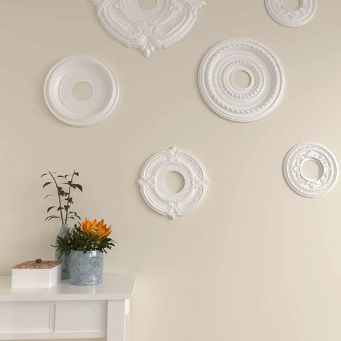 Attica Ceiling Medallion Twelve And Three Quarters Inch Outside Diameter, Three And A Half Inch Inner Opening, Half Inch Projection Canopy