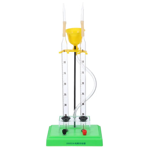 Water Electrolysis Experiment Kit For Home School Hands On Lab Demonstration Of Hydrogen And Oxygen Production With Durable Plastic Electrolyzer Apparatus Perfect For Classrooms And Home Lab Projects on green base and clear tubing.