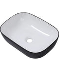 Round Vessel Sink 16x16 Inches For Bathroom Above-Counter Ceramic Basin, Dope Modern Black And White Vessel Sink