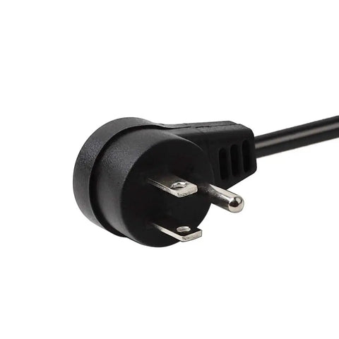 Close-up of Right Angle NEMA 5 15P To 5 20R Power Adapter Cable Beefy 14 AWG UL Listed 1 Foot SJT Heavy Duty Cord end.