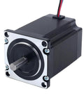 Front view of NEMA 23 bipolar stepper motor, 57×57×76mm, 8mm shaft, 4-wire, black body