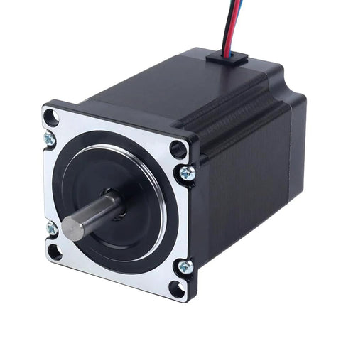 Nema 23 stepper motor with flange mount, black housing and silver shaft for CNC