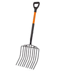 Heavy Duty Garden Pitch Fork With 10 Tines And Wide Head 45 Inch Fiberglass Handle Durable Bedding Fork For Mulching Soil Compost Cleanup Tough Carbon Steel Tines Built For Yard Work
