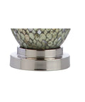 Close-up of Dope Green Mosaic LED Table Lamp with iron base and nickel accents coastal traditional style UL listed
