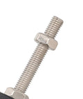 Close-up of M8 Leveling Mounts Adjustable Furniture Foot Pads with stainless steel threads and rubber base for stability.