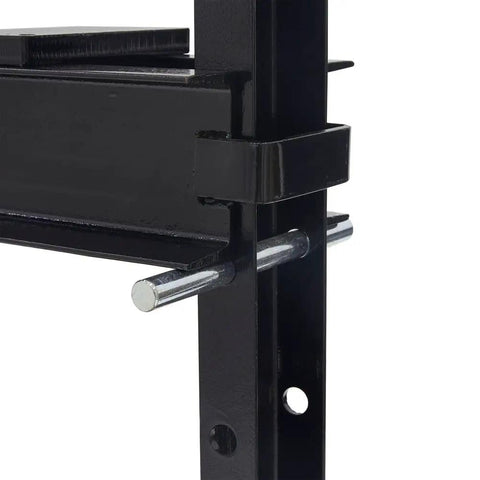 Close-up of adjustable ram on Beefy 20 Ton Hydraulic Shop Press For Home Mechanics And Small Shops With Adjustable Ram Includes Manual Hand Pump Built To Last Steel Frame Great For Automotive And Metalworking Tasks