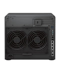 Heavy Duty Business Nas Server With Intel Xeon Cpu 48Gb Ram 24 Tb Ssd Storage Dual 10Ge Ports rear view showing dual fans and ports.