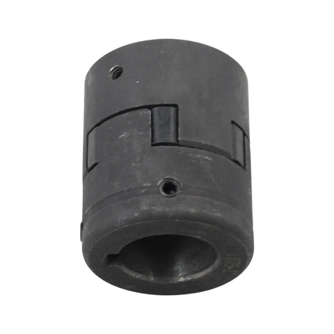Flexible Three Piece L Jaw Coupling Set For Half To One Inch Shafts With Buna N Rubber Spider L075 One Eighth Inch Keyway And One Quarter Inch Keyway Compatible With Lovejoy Martin Browning L Jaw Couplers For Log Splitter And Hybrid Equipment black L-jaw half with set screw