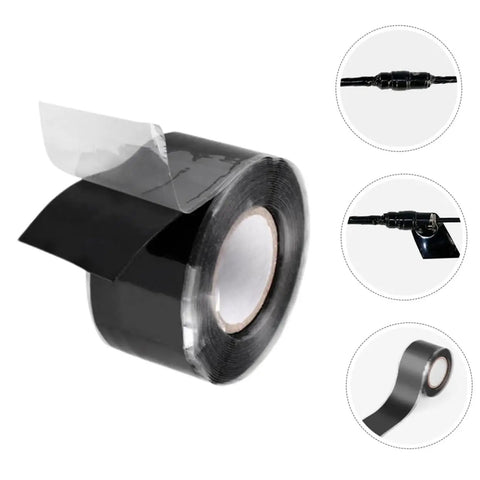 5m Self Adhesive Silicone Tape For Water Pipes And Electrical Repairs Heat Resistant No Fuss Easy Application in black
