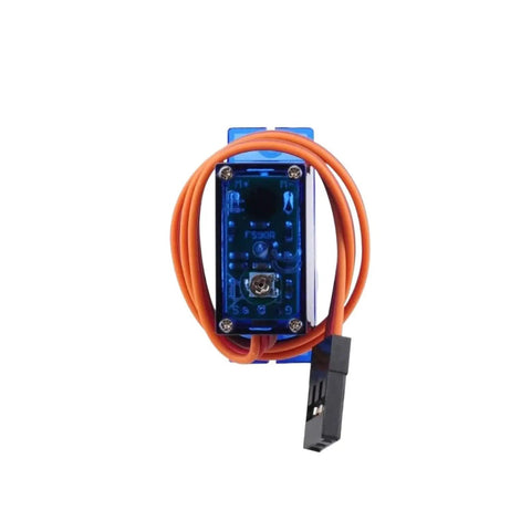 Top Grade 9g Micro Servo Delivering 360 Degree Continuous Rotation And Sweet Steady Torque Rated 4.8 To 6V shown with orange wire.