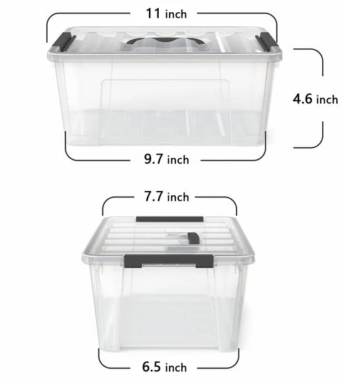 Compact Clear Storage Bins With Secure Latches And Grippy Handles, 6 Pack Plastic Organizer Boxes For Tiny Spaces, 5 Quart Capacity Helps You Keep Your Stash Squared Away And Clutter Free