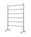 Freestanding 6 Bar Towel Warmer With Plug-In Option, 3 Modes, Brushed Stainless Steel, 24 In Wide By 34 In High, Durable Standalone Rack