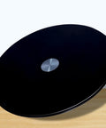 360 Degree Rotating Lazy Susan Turntable For Dining Tables And Kitchen Countertops Black Tempered Glass Base Large Round Tabletop Tray