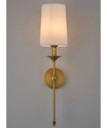 Top Shelf Vintage Antique Brass Wall Sconce Set Of 2 Hardwired Farmhouse Lights With Smooth White Glass Shades mounted on wall.