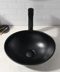 Rectangle Vessel Sink With Matte Black Exterior And White Interior, 19x15 Inch Above-Counter Bathroom Vanity Sink in a modern setting.