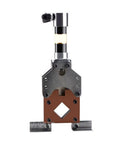 10 Ton Heavy Duty 50 Galvanized Iron Square Tube Cutting And Crimping Machine showing hydraulic press tool with cutting edge for metal.