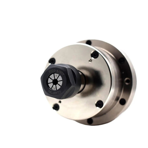 Close-up of ER20 collet nut attached to a Heavy Duty 3.2Kw Water Cooled Spindle Motor for CNC Router Machines.
