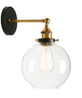 Industrial Vintage Slope Pole Wall Mount Sconce With 7.9 Inch Globe Milk White Glass Shade Antique Style Wall Light Fixture For Living Room Hallway Bedroom Vintage Industrial Charm, showing glass bulb suspended from brass mount against white background.