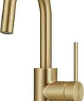 Oletto Single Handle Kitchen Bar Faucet With QuickDock Top Mount In Brushed Brass Finish Spot Free Option Available WearResistant Finish Resists Tarnish