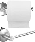Brushed Nickel Toilet Paper Holder Wall Mount 5.8 Inch Stainless Steel Self Adhesive Roll Holder With Suction Cup For Bathroom And Kitchen Modern Minimalist Design No Fuss