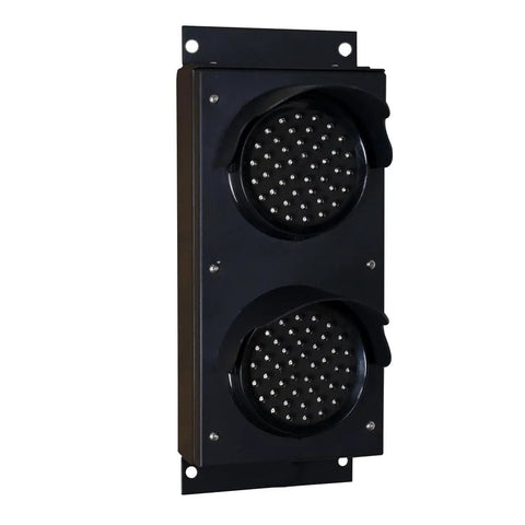 Set Of Two Built Like A Tank Red And Green LED Loading Dock Traffic Lights For Warehouse Docking Forklift And Truck Guidance Indoor Outdoor Use Mounting Brackets Included Ready To Roll, black aluminum housing.