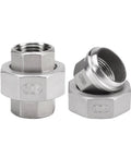 Heavy Duty SS316 Stainless Steel Spherical BSPT Socket Coupler With A Tough As Nails Hard Seal Female Female Union Connector For No Sweat Plumbing And Tight Fit Work connected with 3 stainless steel union nuts.