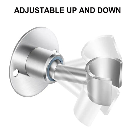 Adjustable Stainless Steel Shower Head Holder Wall Mount for Handheld Sprayers, displaying 360° rotation with durable metal bracket.