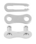 Reusable MasterLink For Single Speed Bicycle Chains, Dope Quick Release Connecting Link components in silver, top view