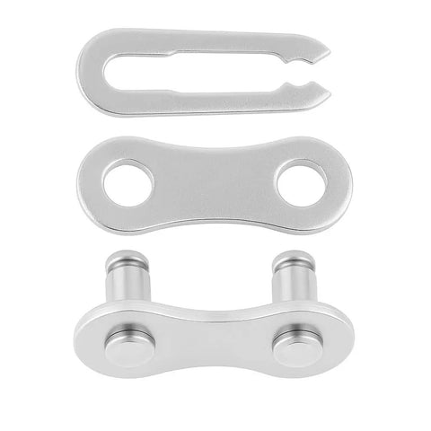 Reusable MasterLink For Single Speed Bicycle Chains, Dope Quick Release Connecting Link components in silver, top view