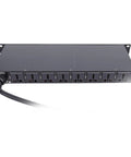 Straight Up Workhorse Power Sequencer With Ten Secure Outlets And Clear Digital Voltage Display Built From Heavy Duty Aluminum Alloy For Zero Hassle Rack Installation view from rear showing ten AC outlets and power cable.