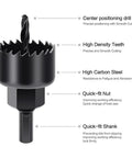 Rock Your DIY Game With This Heavy Duty Hole Saw Kit Cutting Wood PVC Board And Plasterboard Up To 5 Inches For Any Home Improvement Project You Got. black hole saw kit bit with center drill, high carbon steel, quick-fit shank