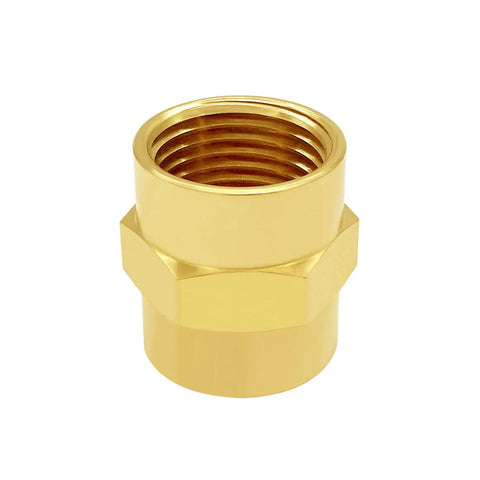 Two Pack Three Quarter Inch Brass Pipe Fittings NPT Couplers With Female Threads Easy Plug And Unplug Design Leak Free Corrosion Resistant
