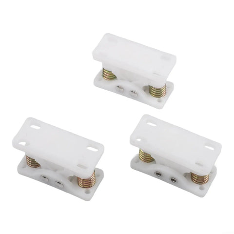 Three Spring Loaded Double Roller Door Lock Catch Clamp Stop With Secure Grip White for RV Camper Caravan Motorboat Interior Doors