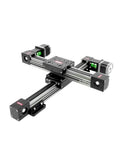 Rock Solid Dual Axis Xyz Gantry Linear Module Set With Slick Precision Sliding Table Built Tough For Pro Level Automation Featuring Smooth 400Mm X Axis And 100Mm Y Axis Glide On 45Mm Steel Guide Tracks from a side angle view.