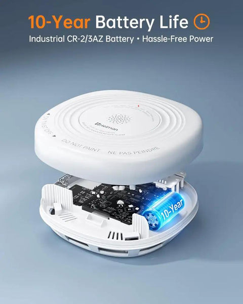 Smoke And Carbon Monoxide Detector Combo With 10 Year Sealed Battery End Of Life Alert No Battery Changes Ever Keeps Your Home Safe And Sound With Easy Install No Battery Replacements Required. 10-year battery life